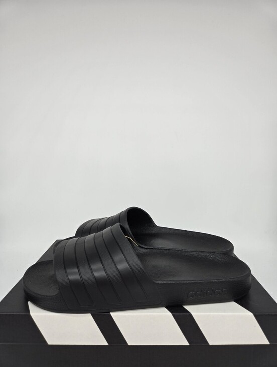 adidas Other - Adilette Men's Aqua Slides F35550 Triple Core Black Shoes Size 11